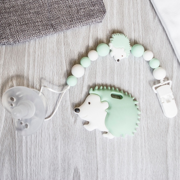 Green Hedgehog Teether, Non-Toxic Silicone Teether - Picture 7 of 8